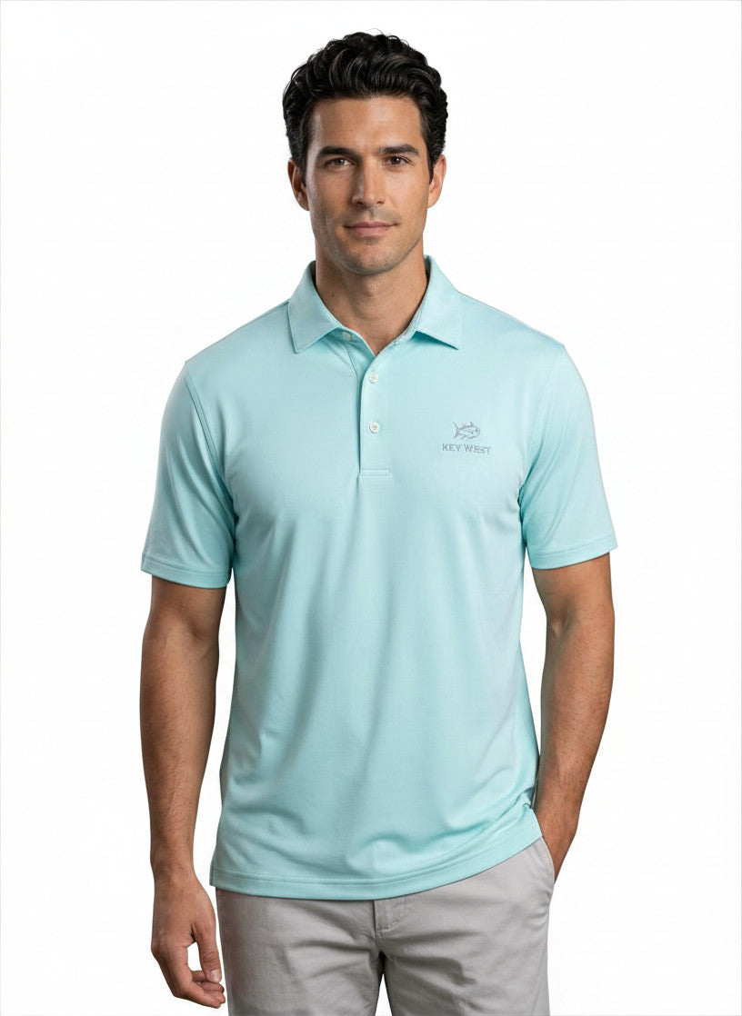 Southern Tide Key West Embroidered Coastal Breeze Performance Polo Heather Shore Blue