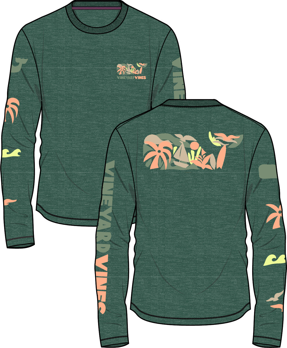 Vineyard Vines Abstract Icon Whale Fill Dunes Tee LS