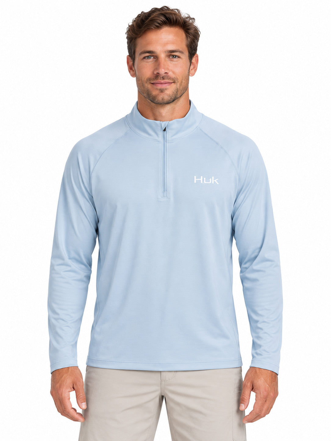 HUK Airweight Tech 1/4 Zip Shirt Coastal Drift Heather