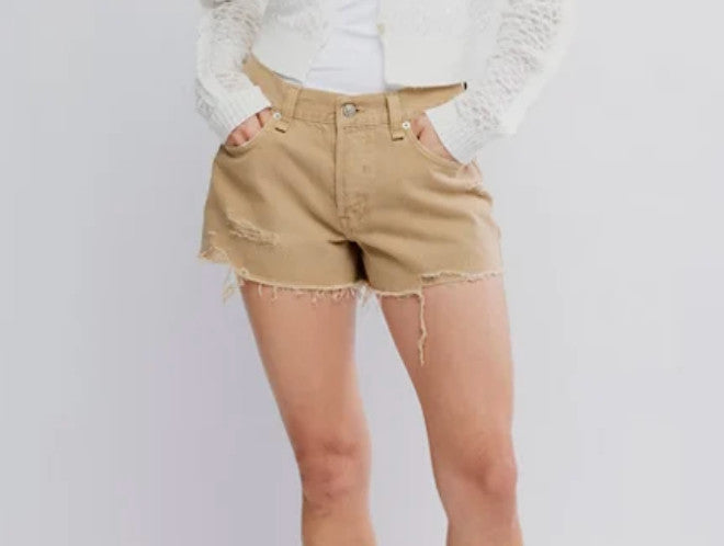 Free People We The Free Now Or Never Denim Shorts Oat Latte