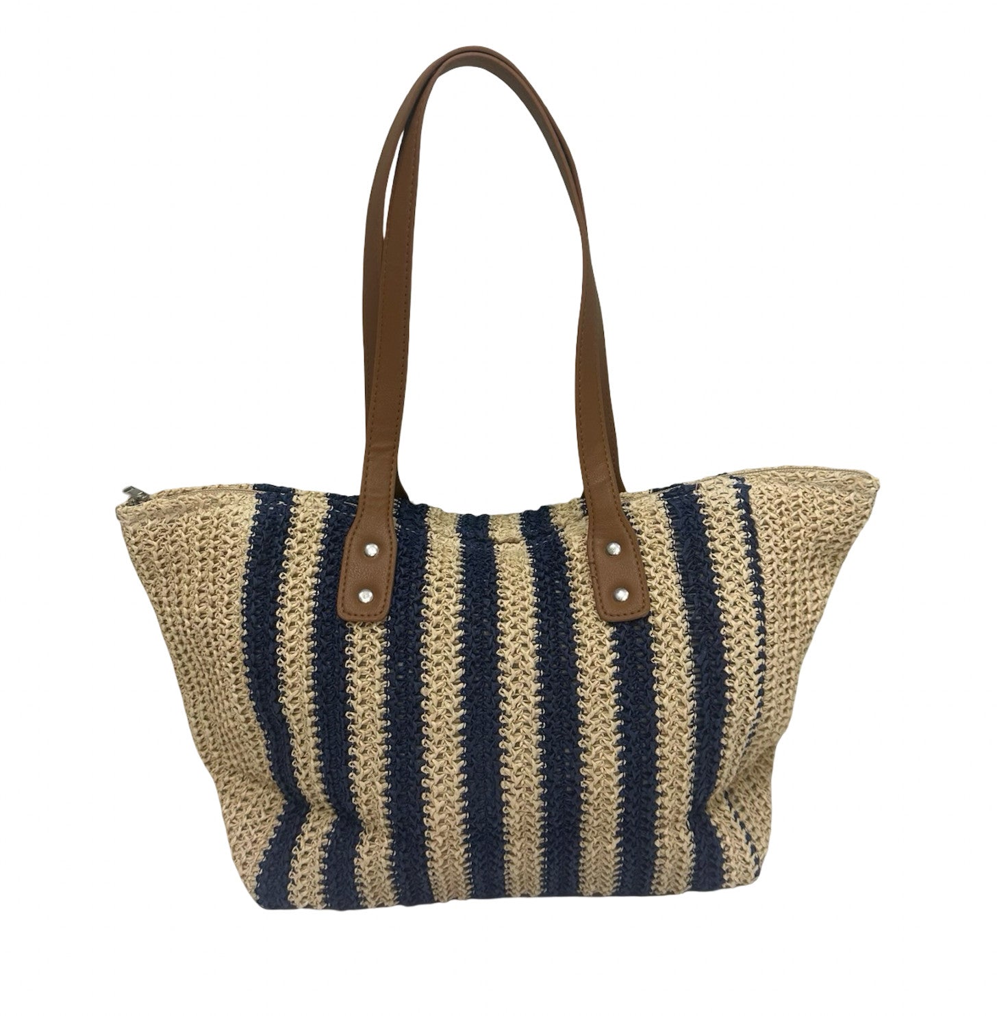Shaddow and Fish Sally Stripe Tote Luxe Bag Navy/Beige