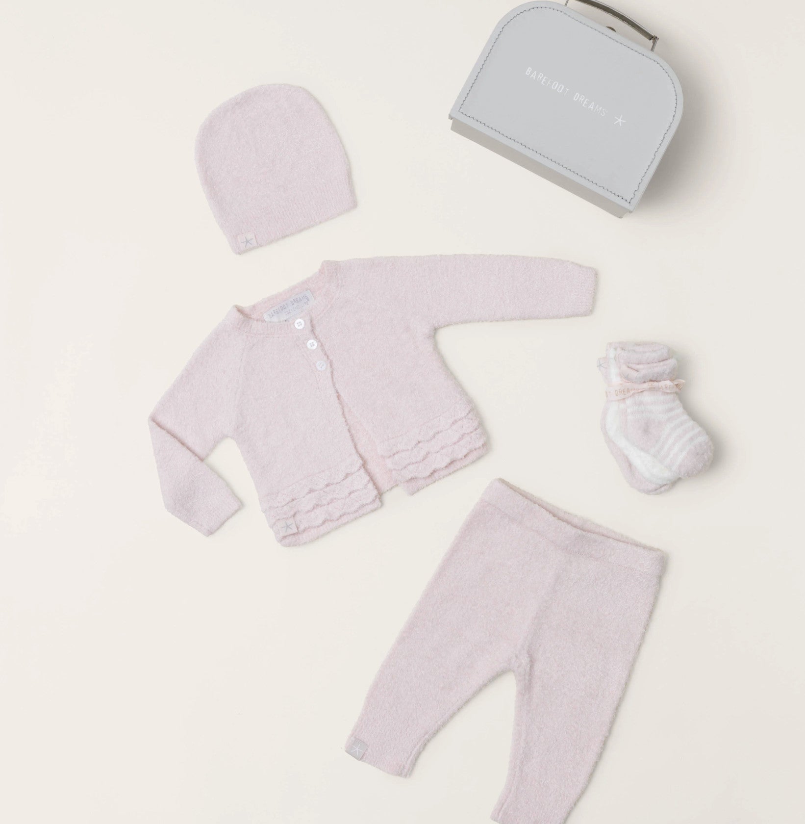 Barefoot Dreams CozyChic Lite Girls Heirloom Set Pink Newborn