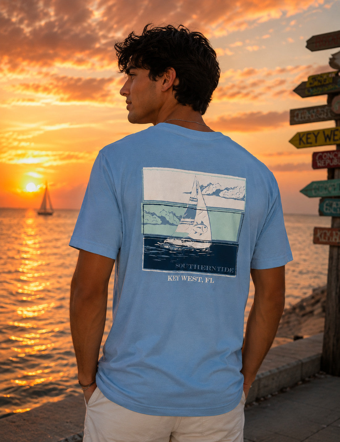 Southern Tide Key West Set Sail Trip Tee SS Ocean Channel