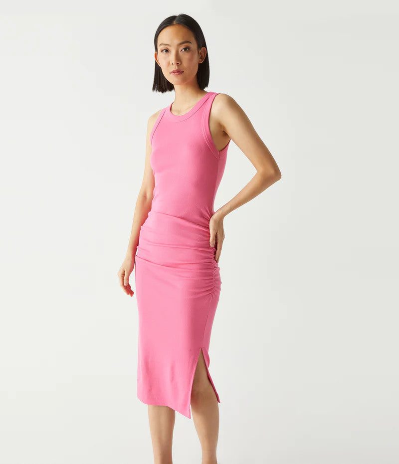 Michael Stars Wren Ribbed Midi Dress Flamingo