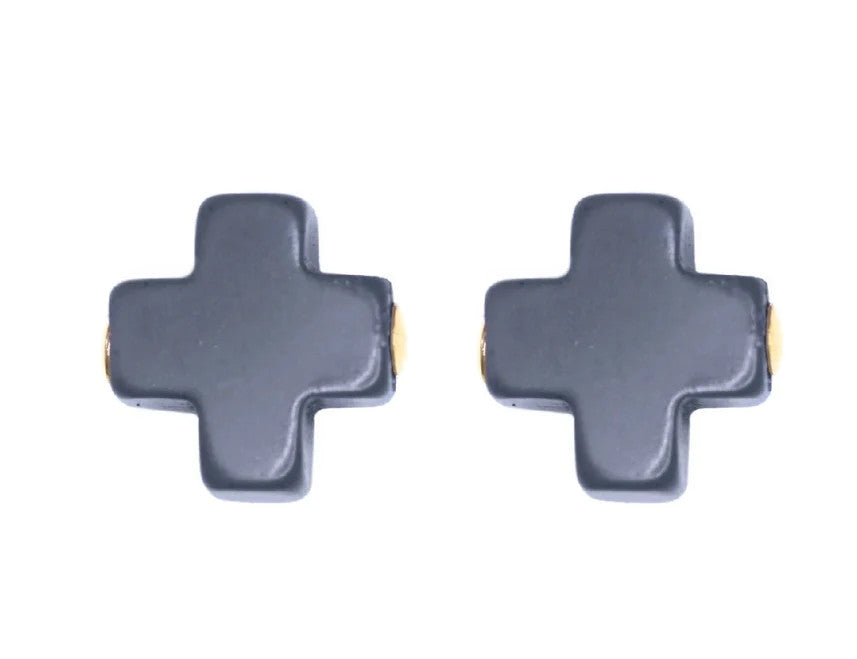 ENewton Navy Signature Cross Stud Earrings