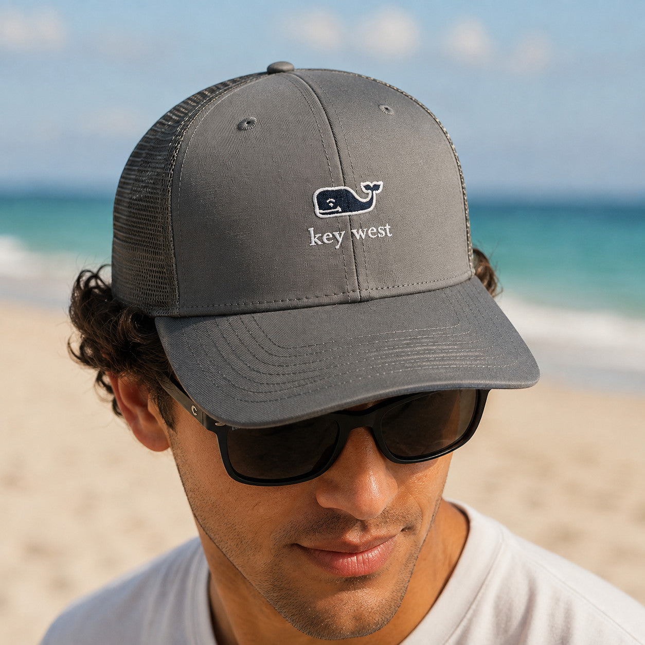 Vineyard Vines Key West Performance Trucker Hat Gray Harbor