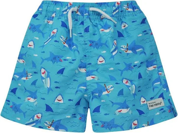 Flap Happy Wesley Lined Swim Trunks Snorkeling Sharks