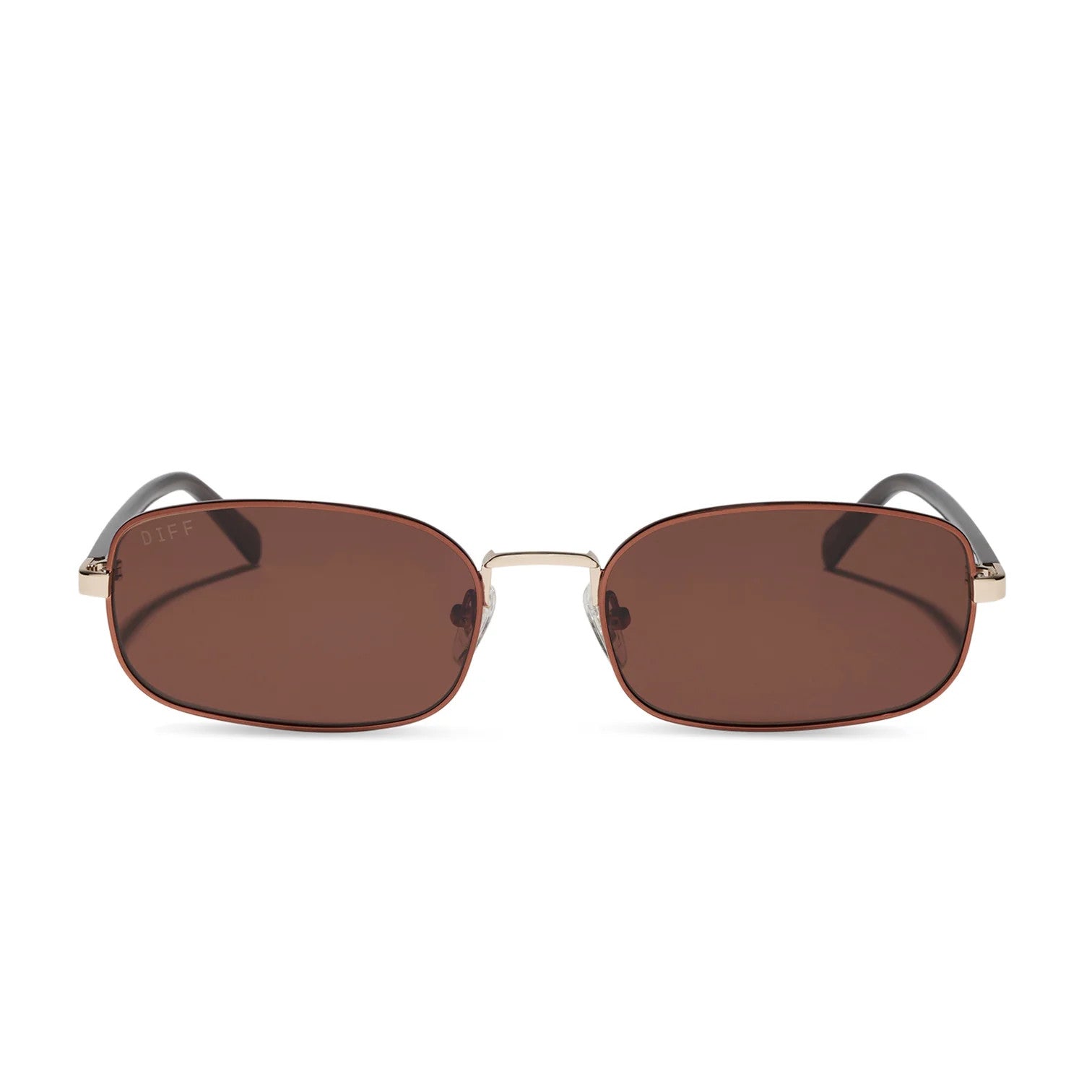 Diff Trinity Brown Gold Frame w/ Brown Crystal Temples Brown Lens Sunglasses