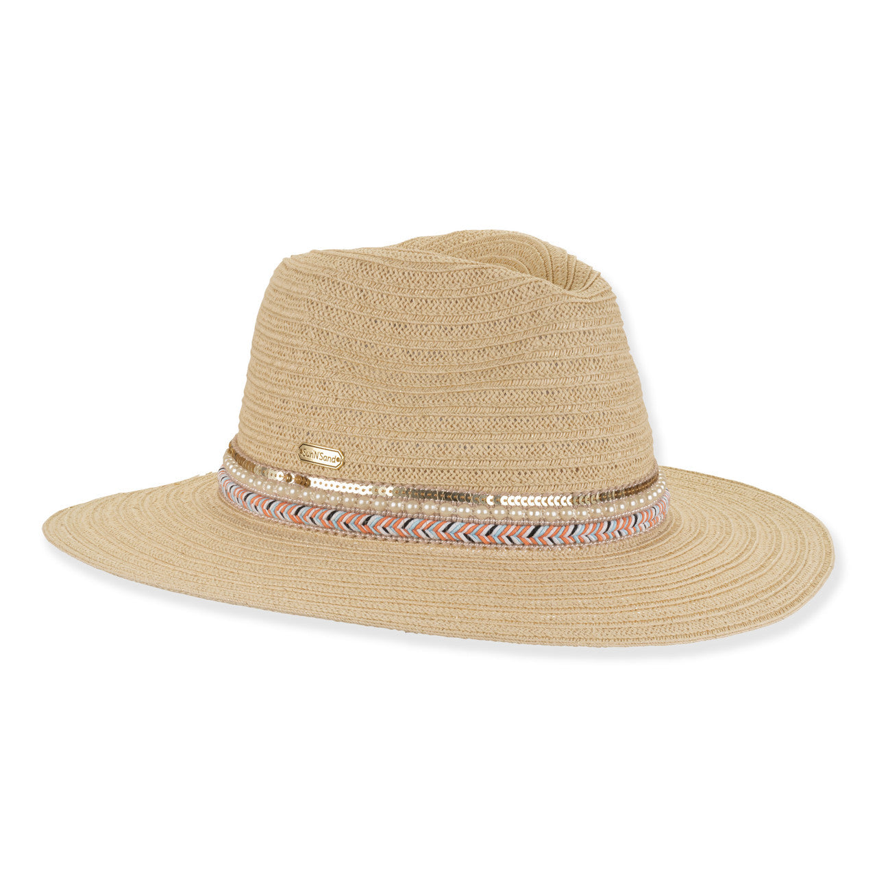 Sun 'N' Sand Brooklyn Beaded Braided Pearl Detail Safari Hat
