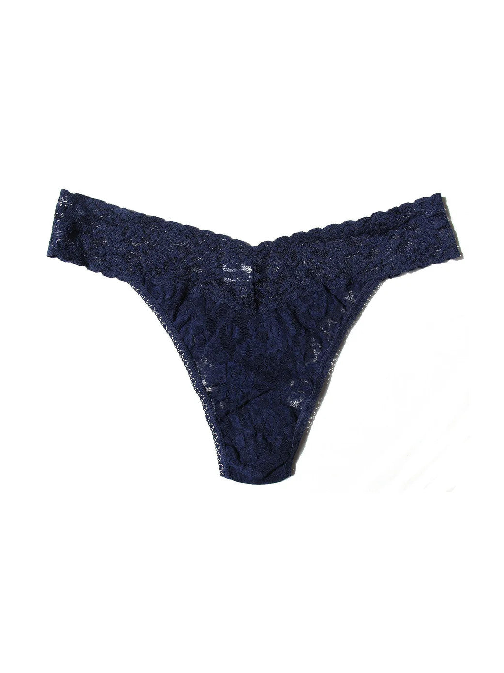 Hanky Panky Rolled Signature Original Lace Rolled Thong Solid Navy O/S