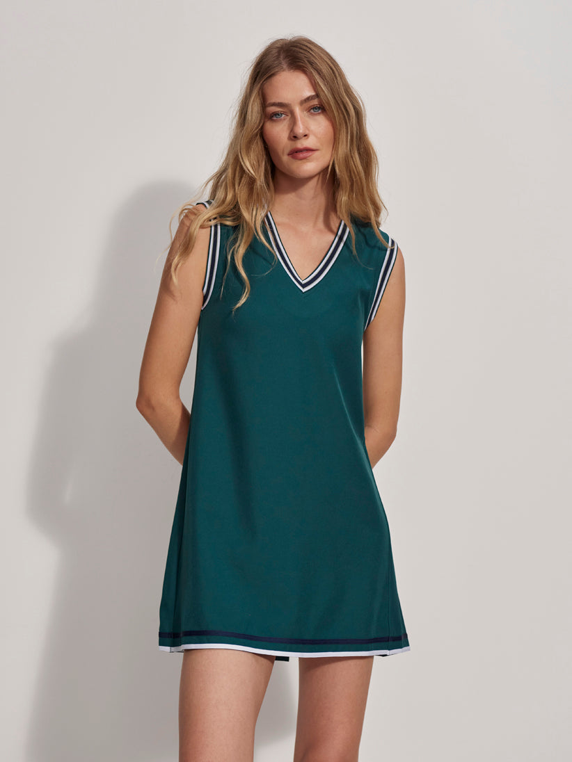 VARLEY Amanda Court Dress 32.5 Forest/ Blue Nights