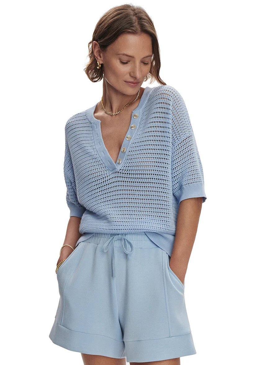 VARLEY Callie Knit Top Porcelain Blue