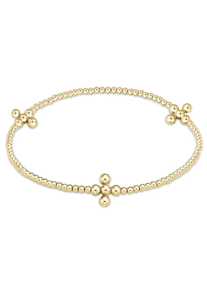 Enewton Signature Cross Pattern 2.5mm Bead Bracelet 4mm Gold