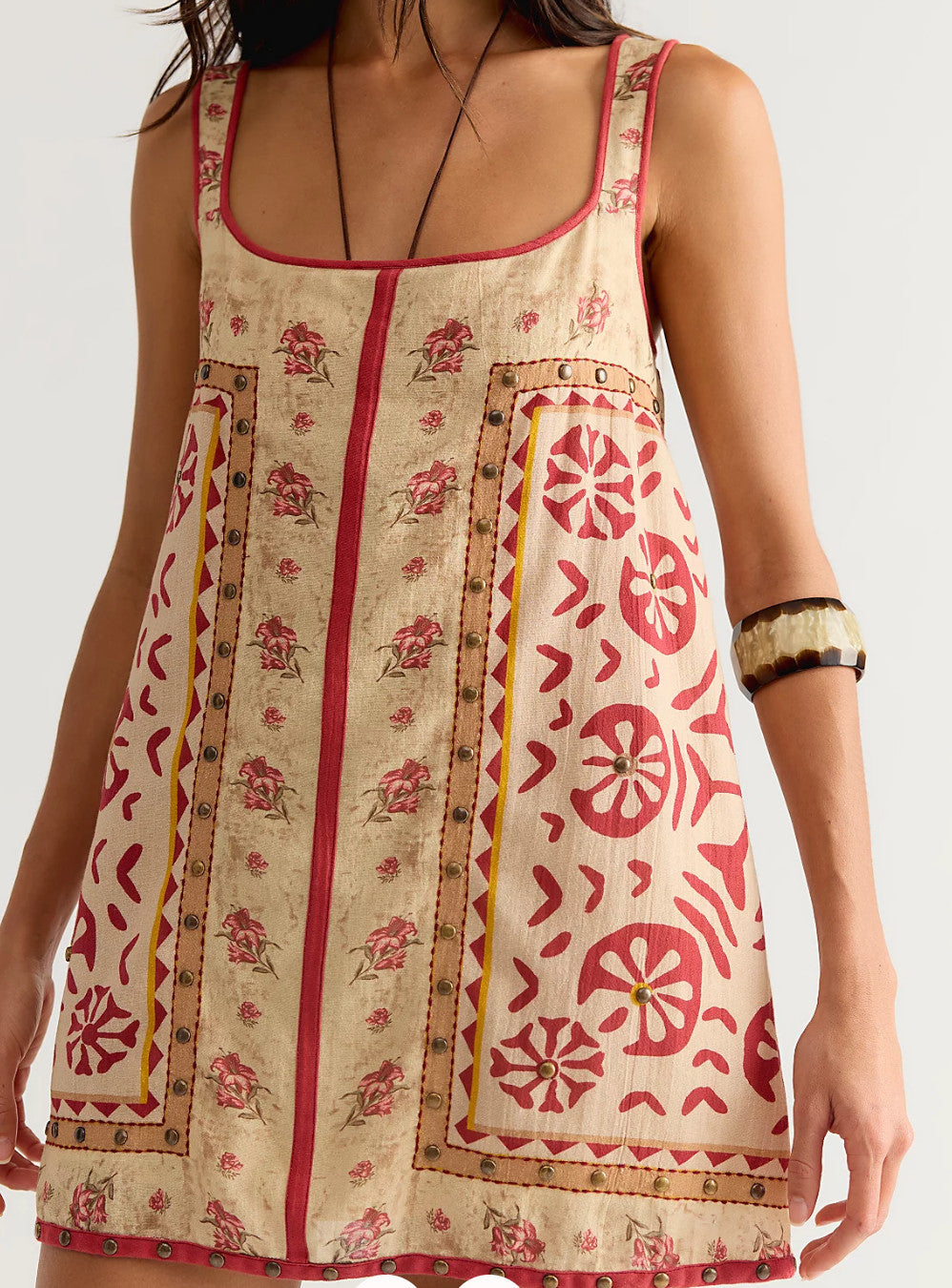 Free People Fleur Mini Shift Dress Tea Combo