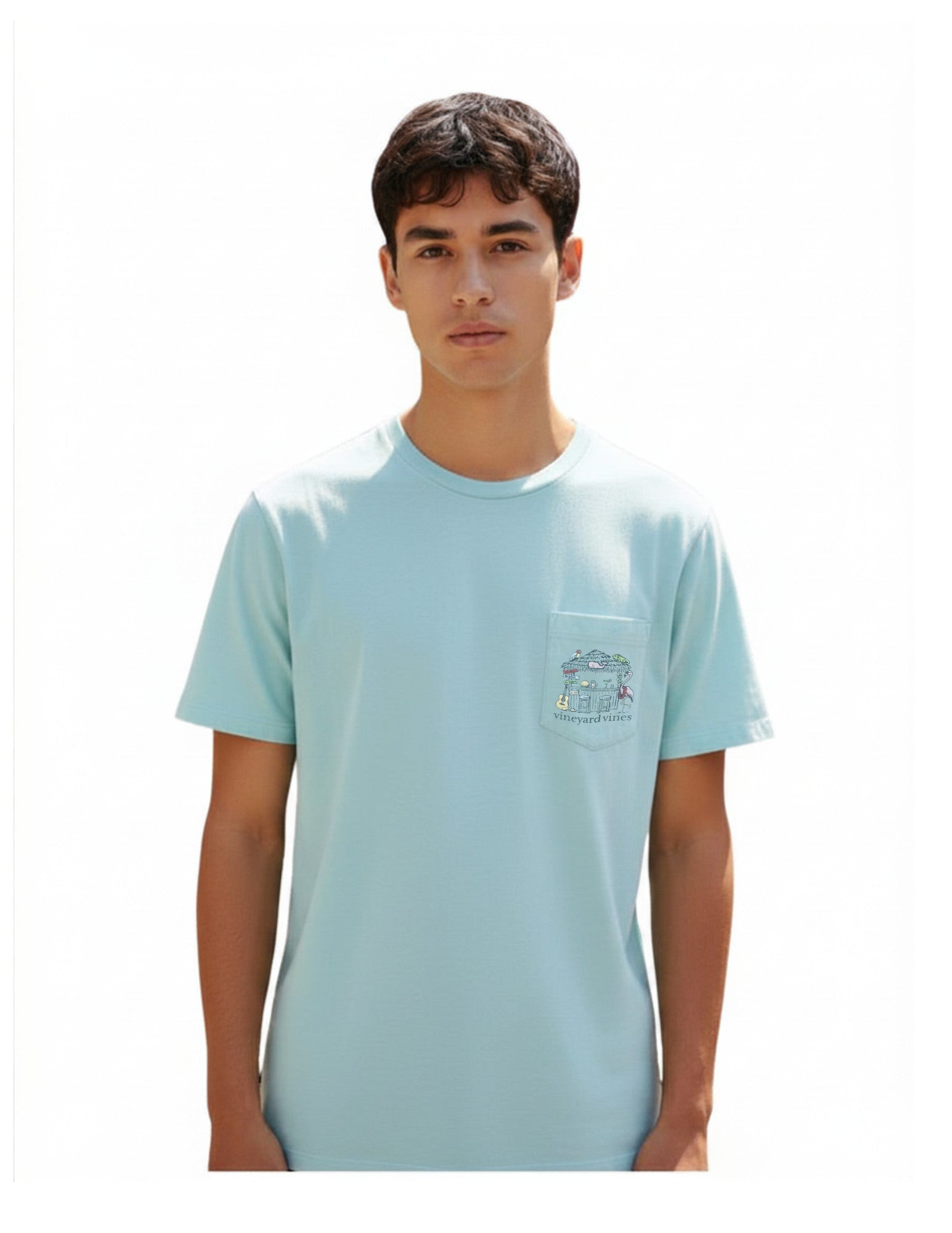 Vineyard Vines Bar Hut Key West SS Pocket Tee Mangrove Mint