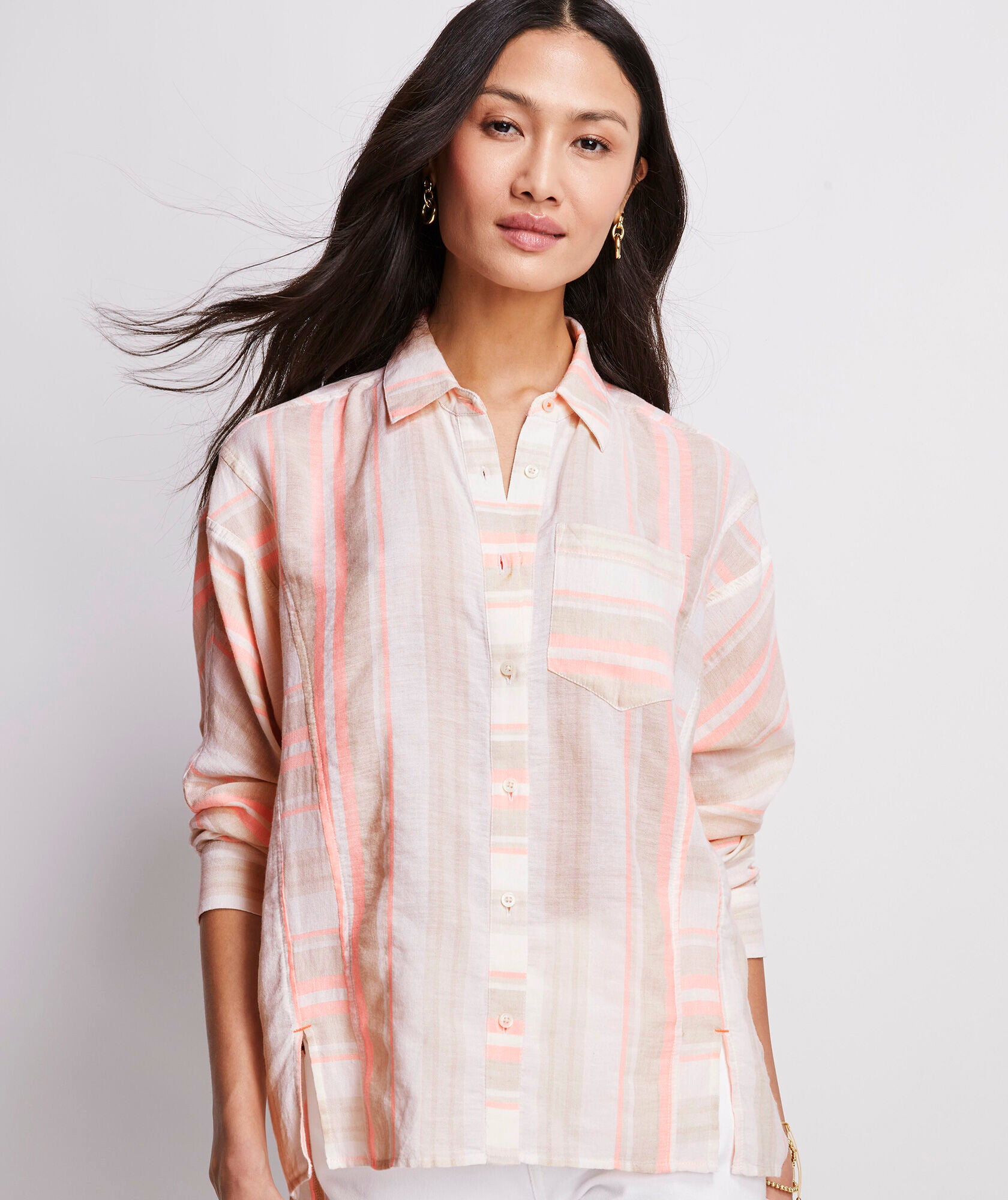 Vineyard Vines Sand Striped Weekend Button Down