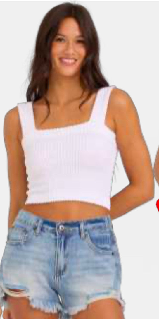 Shaddow and Fish Desiree Krinkle Square Neck Tank Top O/S
