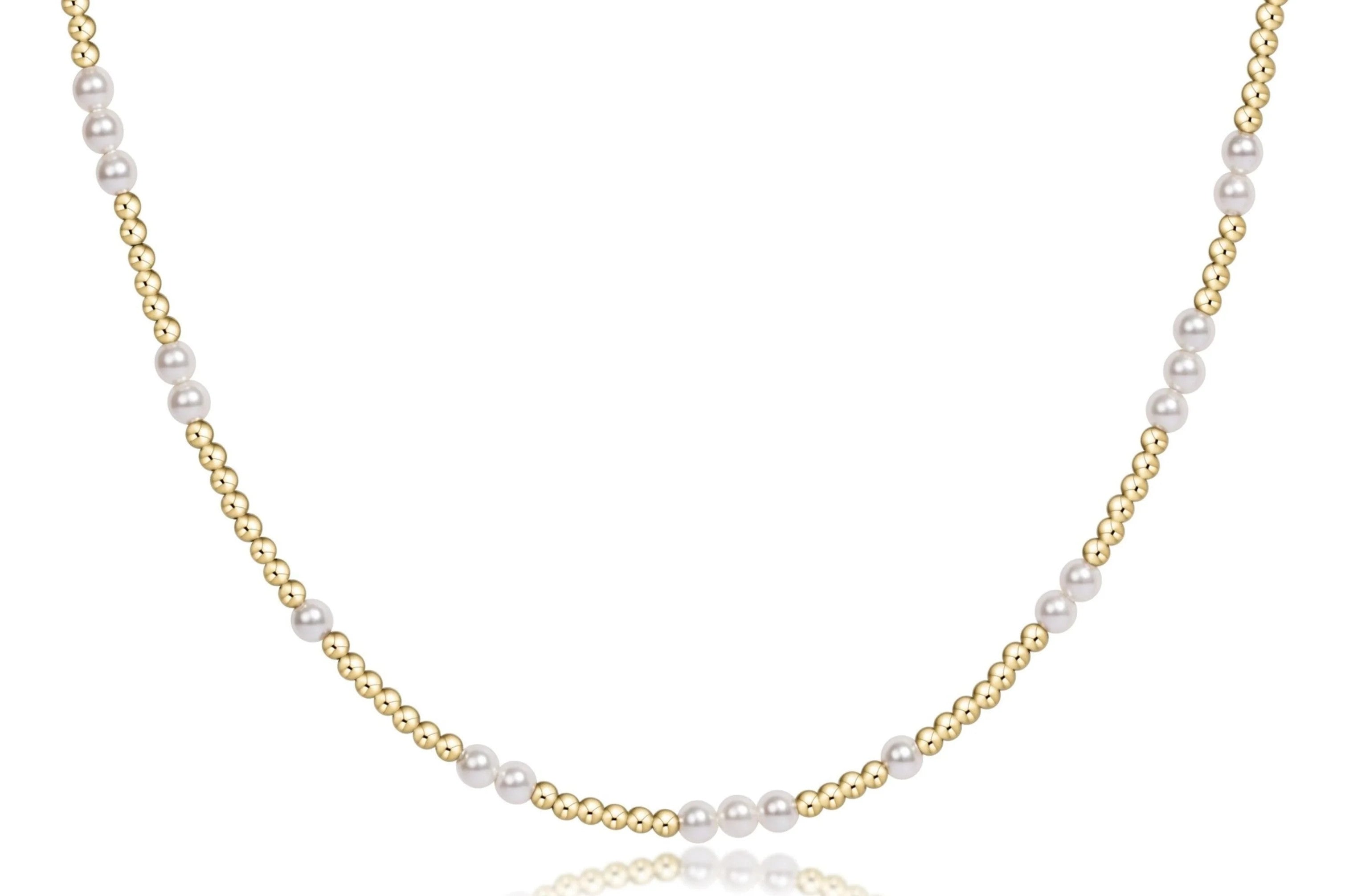 ENewton 15" Choker Hope Unwritten 3mm Pearl Gold