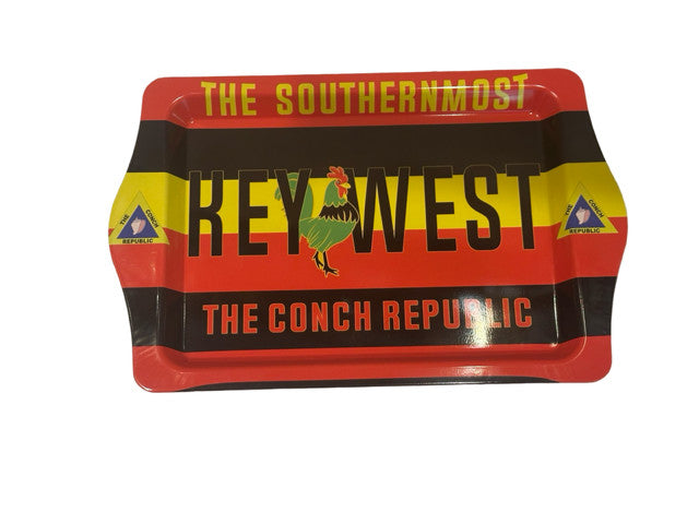The Conch Republic Rooster Key West 10"x6" Tin Tray