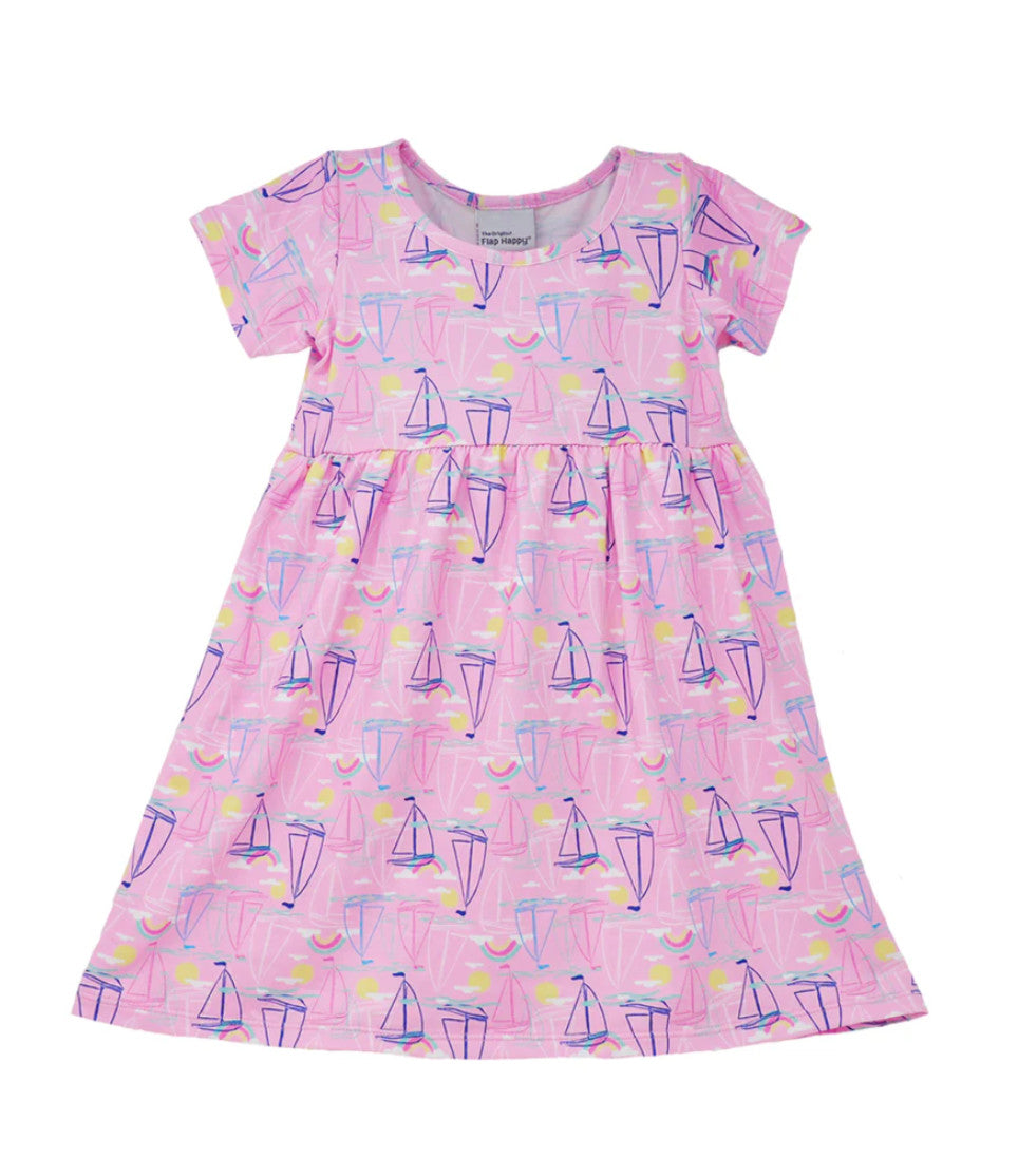 Flap Happy Laya Short Sleeve Tee Dress Sail Away