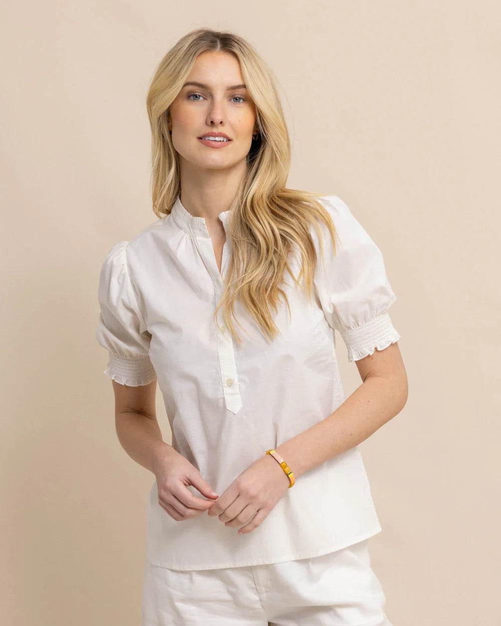 Southern Tide Meadow Lawn Blouse Sand White