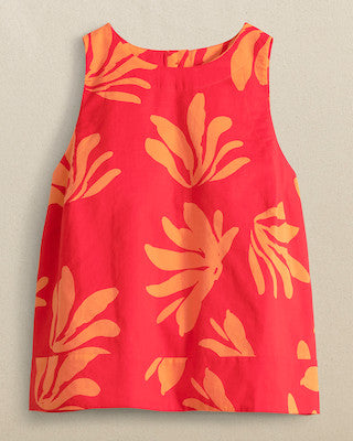 Southern Tide Simone Leafy Tuxe Tank Poppy Red