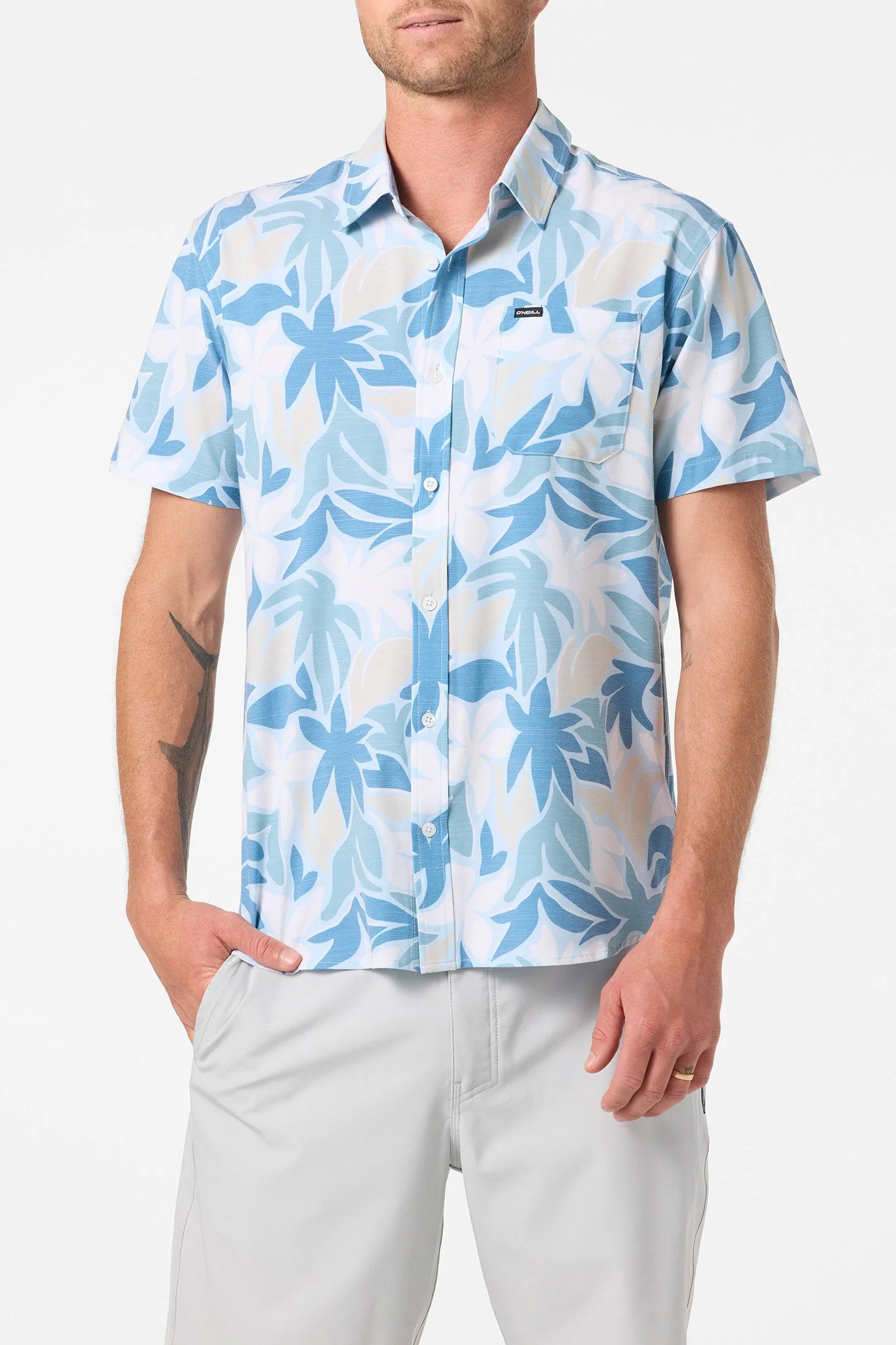 O'Neill UPF Slub Standard Woven Shirt SS Baby Blue