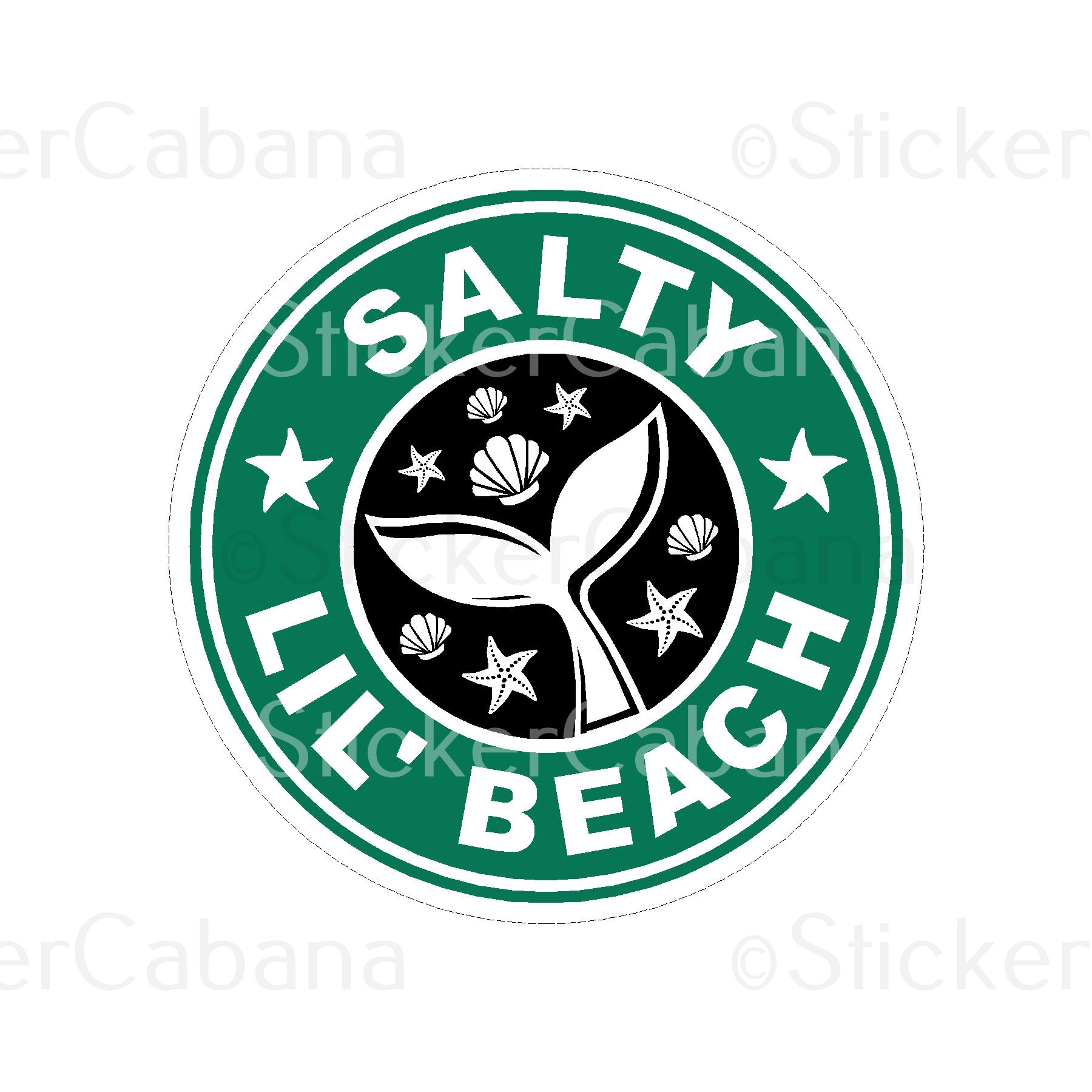 Sticker Cabana Salty Lil Beach Mermaid Tail Large Sticker
