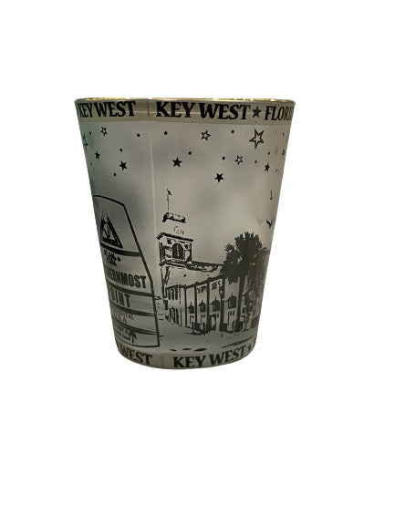 Jojo's Key West Star Bright Frost W/Gold Rim Shot Glass