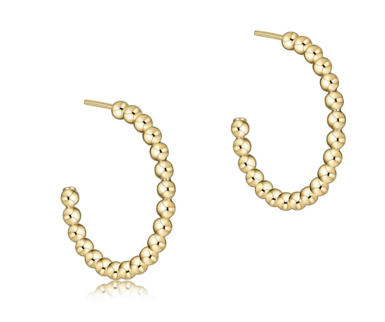 Enewton Beaded Classic 1" Post Hoop 2mm Earrings Gold