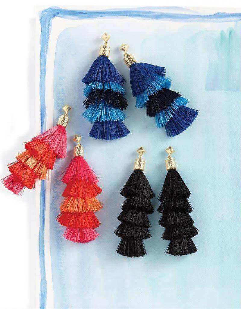 Mudpie Tiered Tassel Earrings