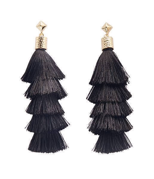 Mudpie Tiered Tassel Earrings