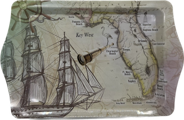 Key West Florida Pirate Map 10"x6" Tin Tray