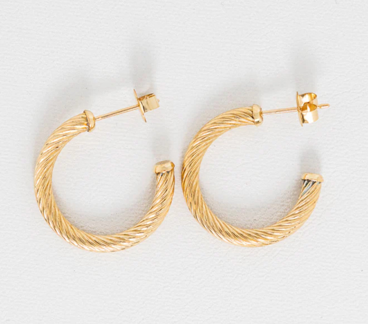 ENewton Round Texture Twist 1.125" Post Hoop 4mm Earrings