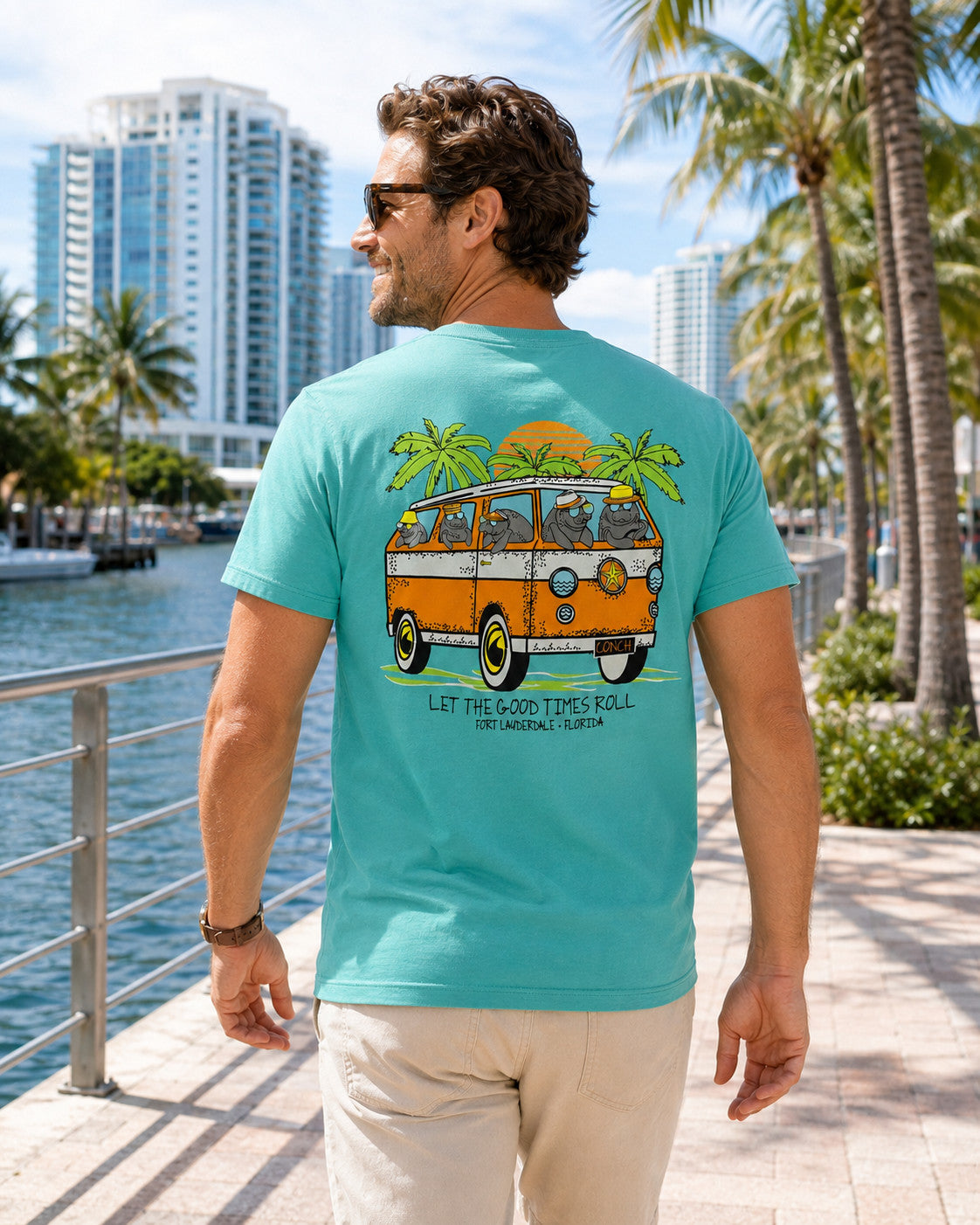 Shaddow and Fish Road Again Let The Good Time Roll Fort Lauderdale SS Tee Seafoam