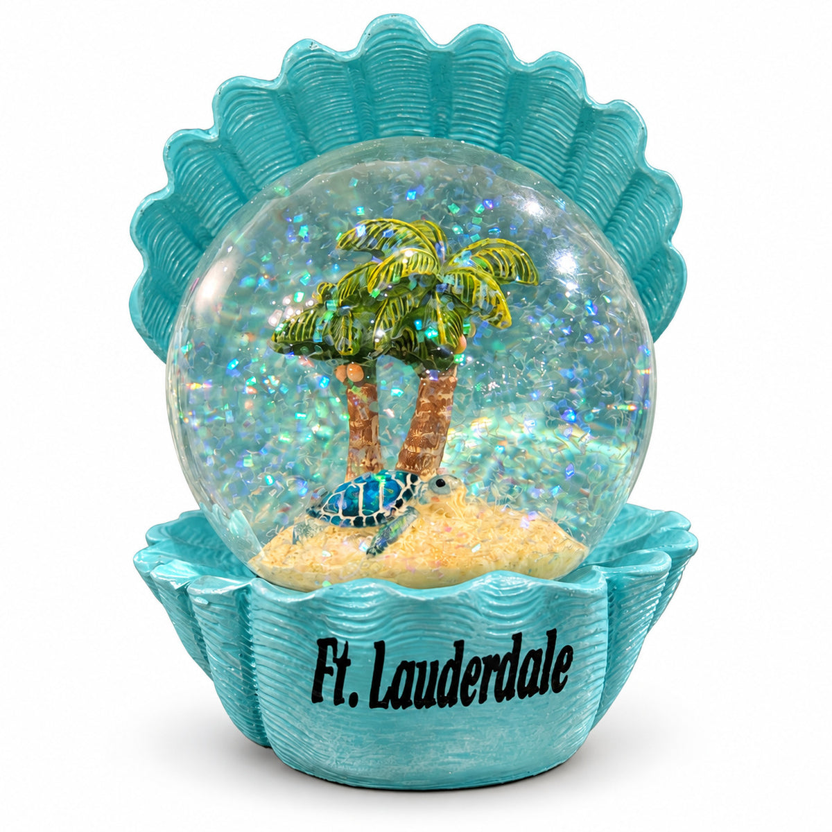 Ft. Lauderdale Palms Turtle Clam Snow Globe