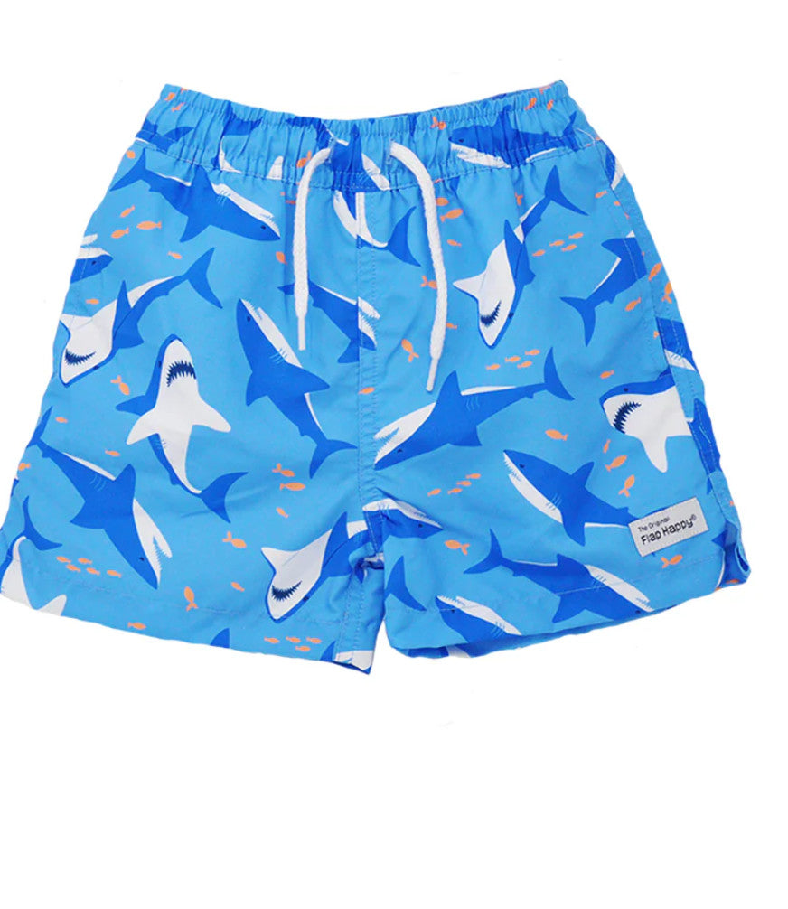 Flap Happy Wesley Lined Swim Trunks Shark Cyclone