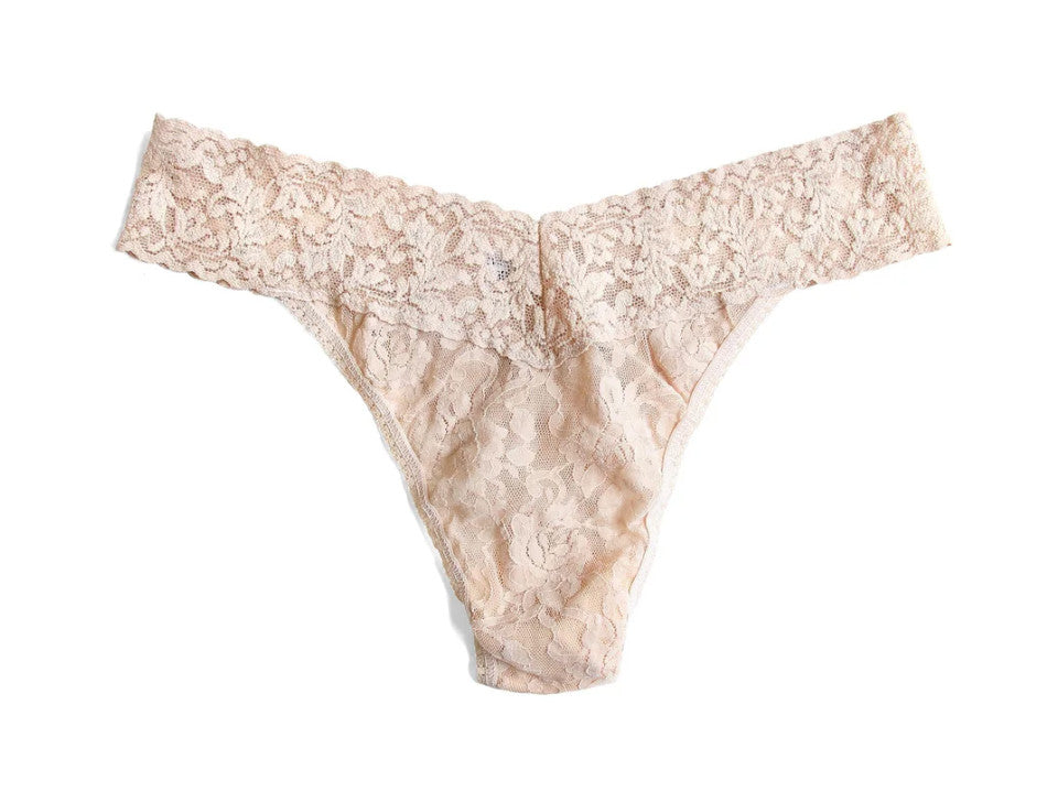 Hanky Panky Rolled Signature Original Lace Thong Solid Rolled Chai O/S