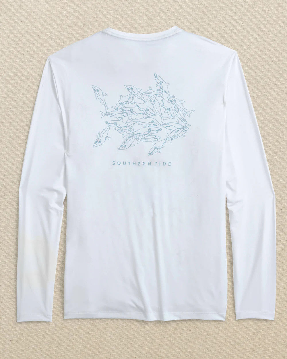 Southern Tide Swarming Shark Performance Tee LS Classic White