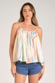 Elan Brianna Flowy Tank Top Multi Santa Barbara Print