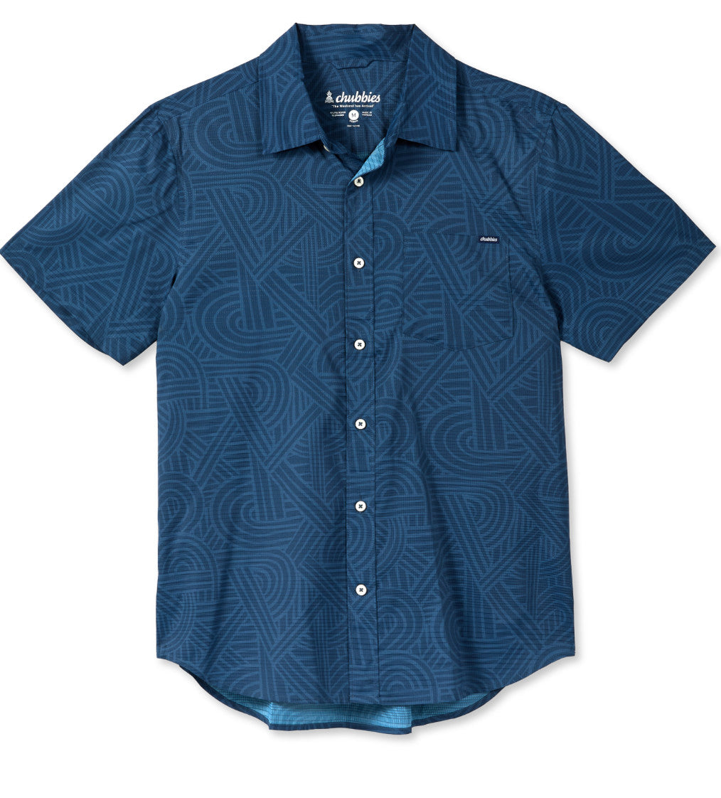 Chubbies Breezetech The Deep Track Button Down Shirt Navy