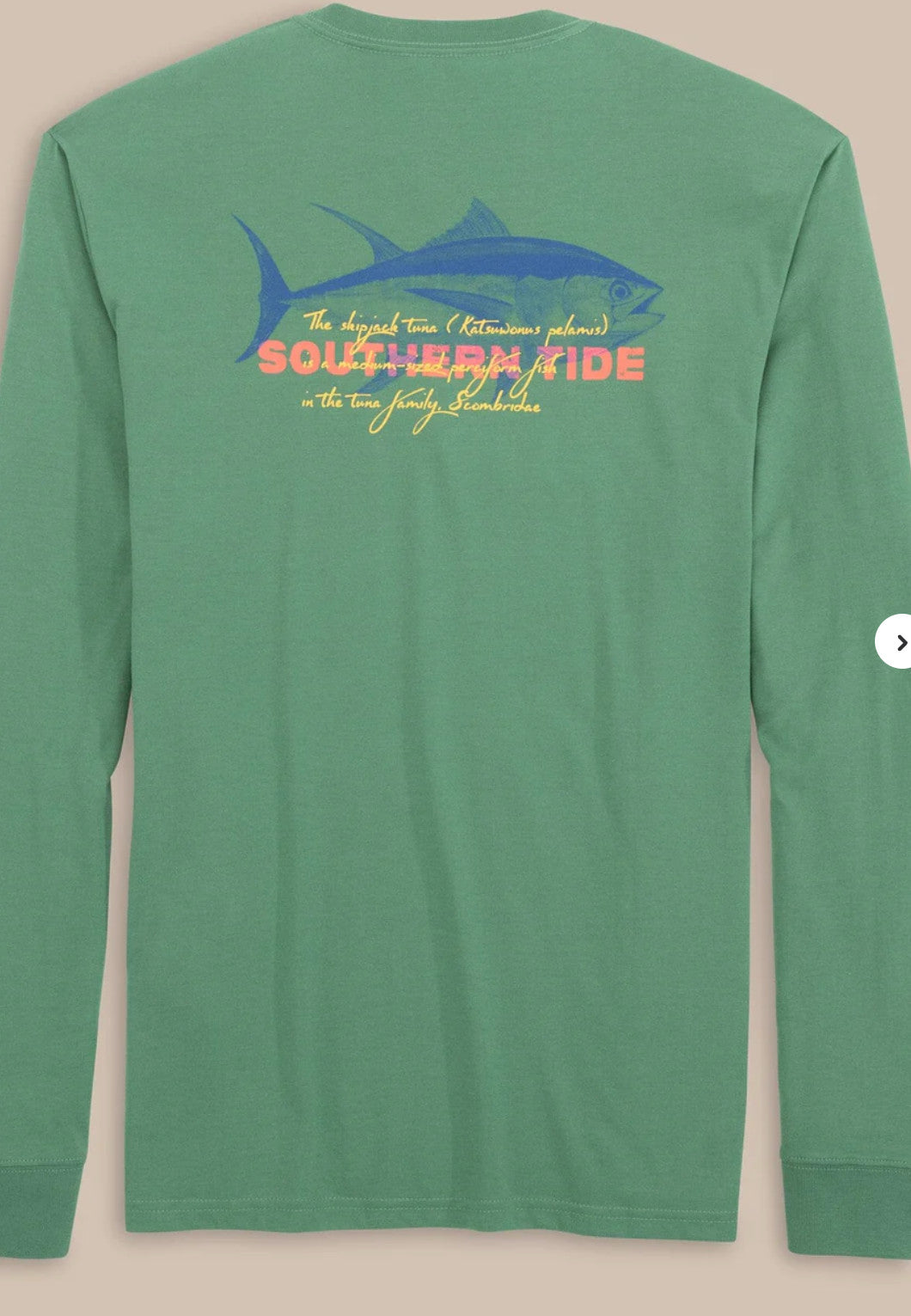 Southern Tide Skipjack Facts Tee LS Frosty Spruce