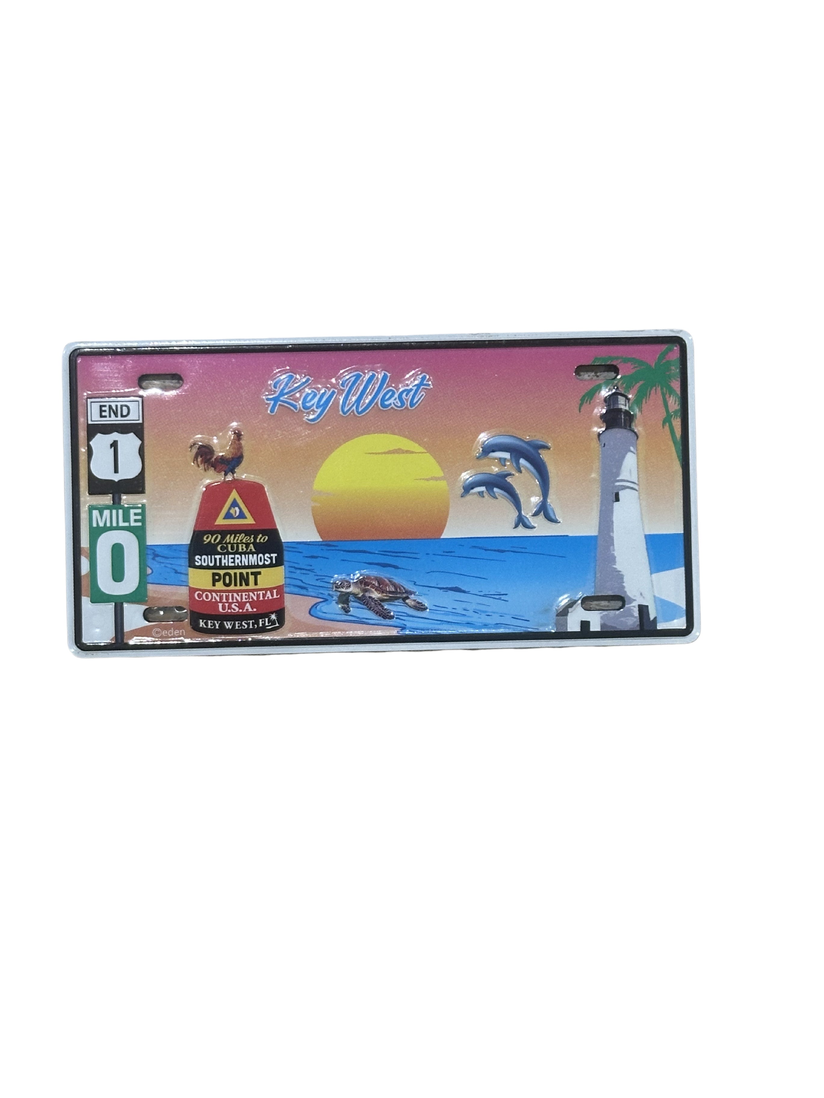 Key West Sunset Lighthouse & Southernmost Point License Plate Magnet
