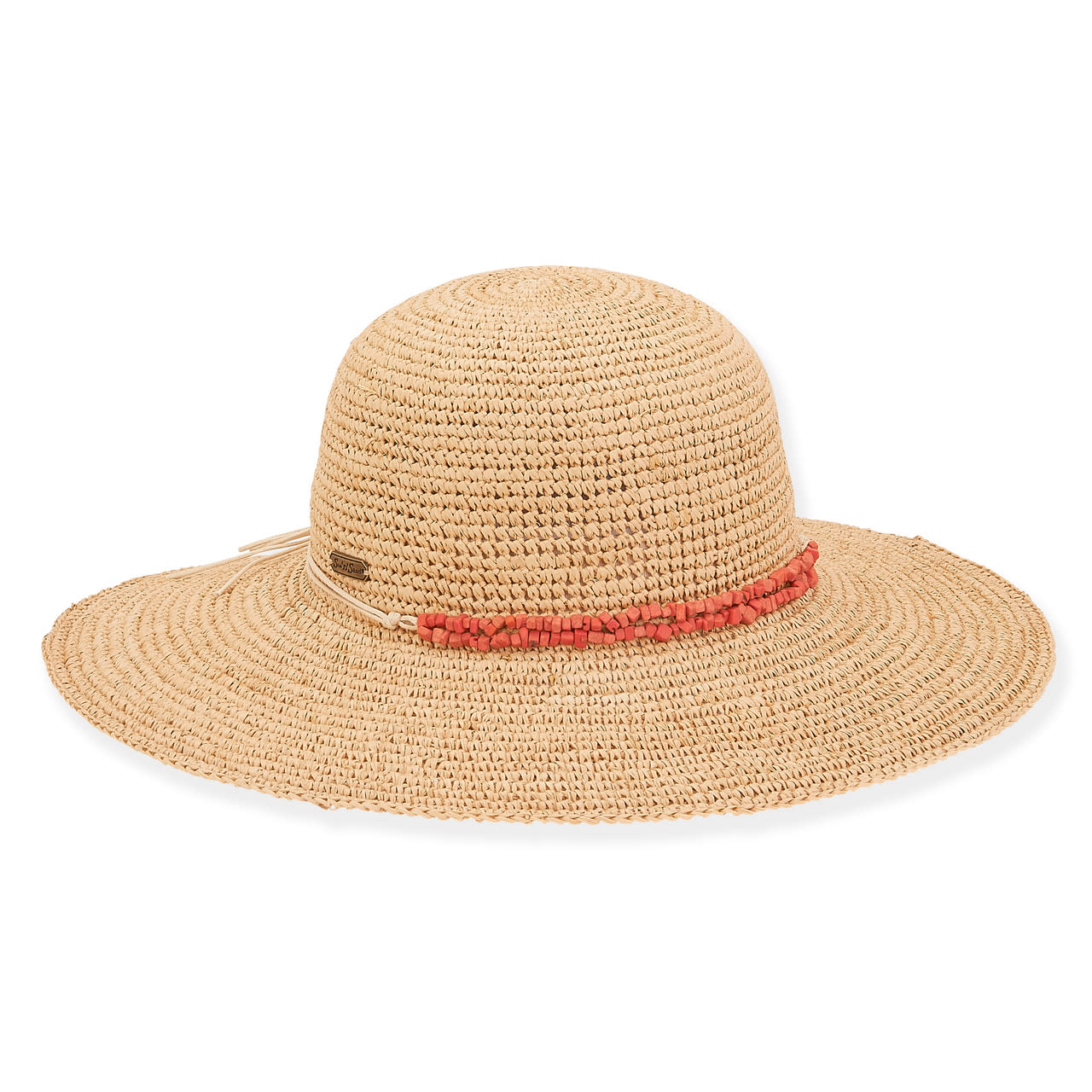 Sun 'N' Sand Florence Raffia Floppy w/ Stones Hat 4" Brim