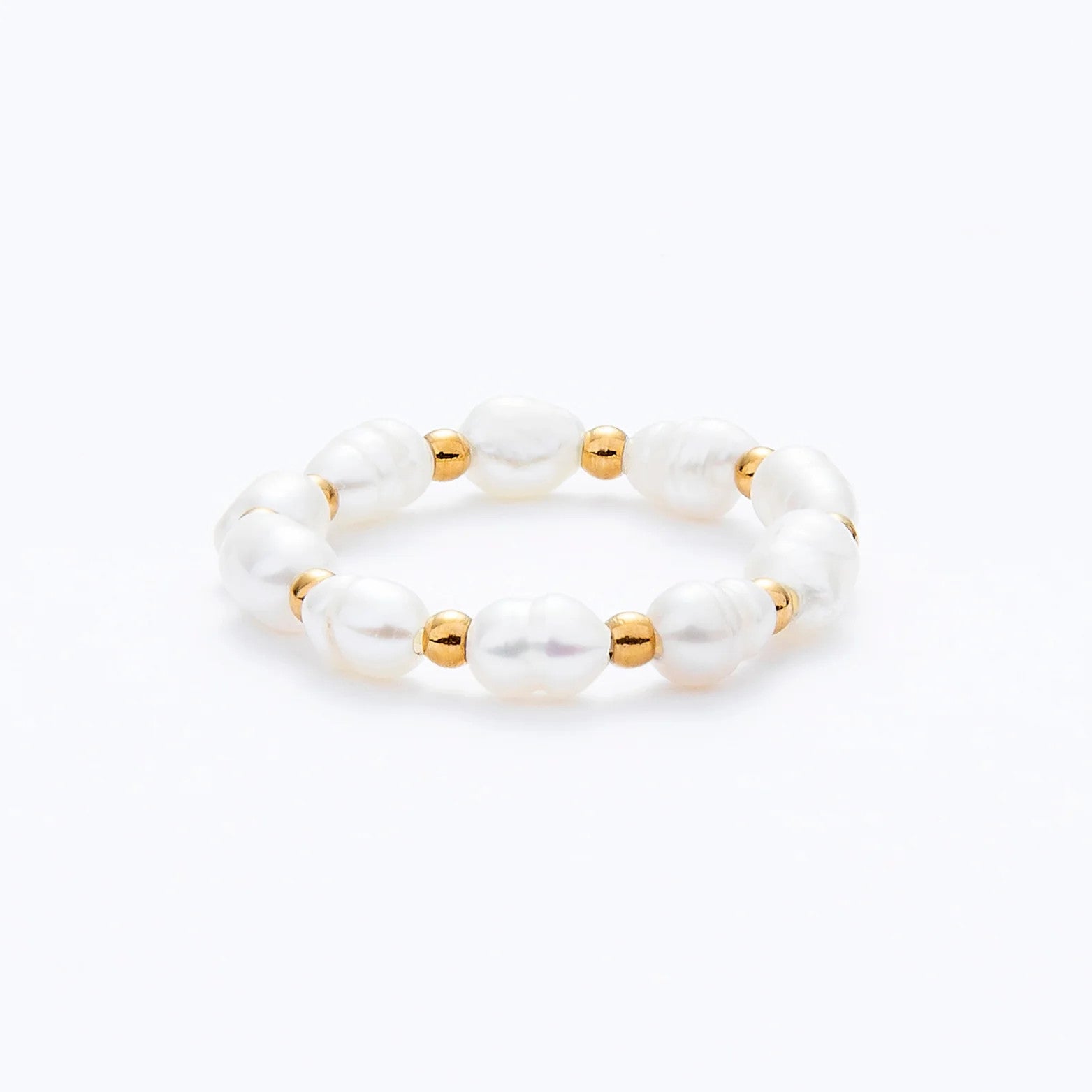 Mauka Gold Pearl Elastic Ring