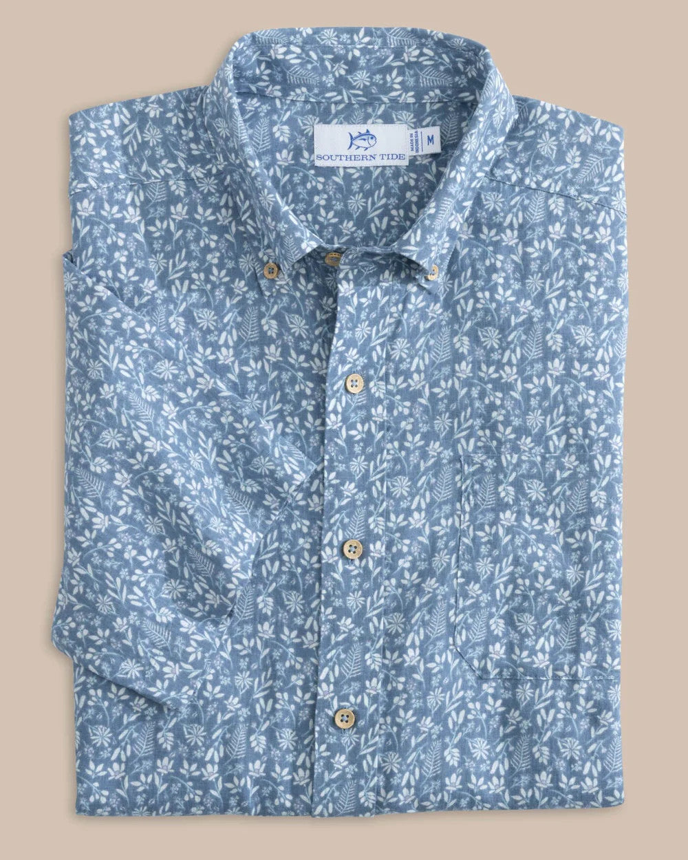 Southern Tide Linen Rayon Ditzy Floral Short Sleeve Sport Shirt