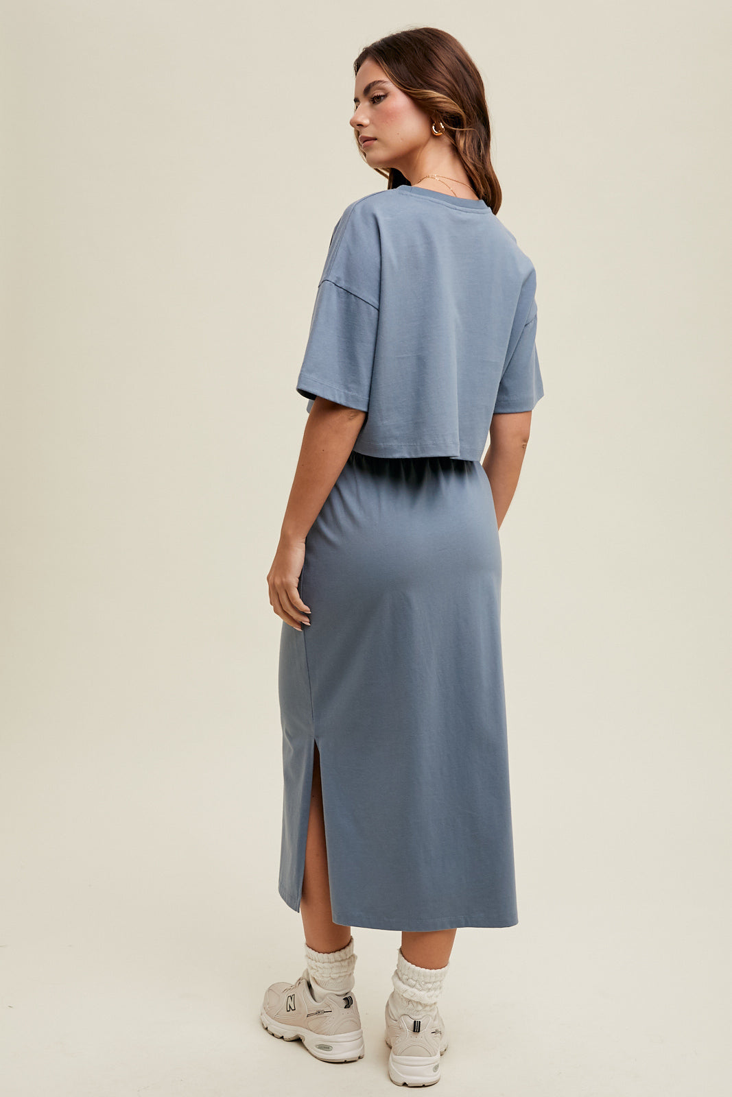 Shaddow and Fish Lauren Drawstring Skirt Slate Blue