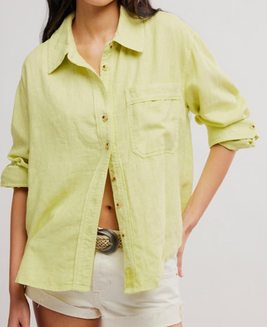 Free People We The Free Laurel Linen Button Down Top Early Bloomer