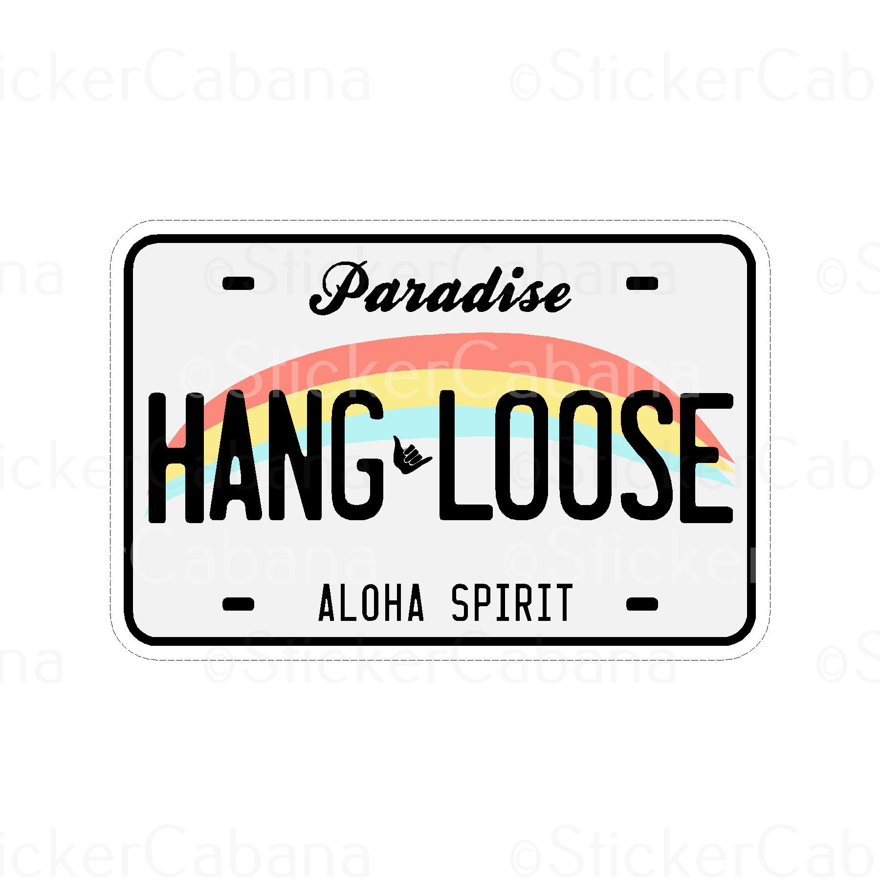 Sticker Cabana Hang Loose License Plate Small Sticker