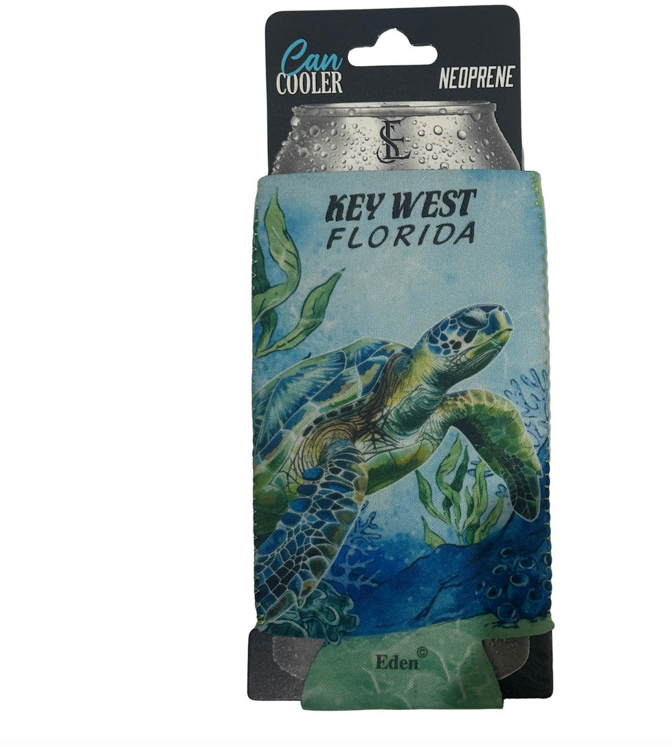 Key West Turtle Beach Print Can Cooler